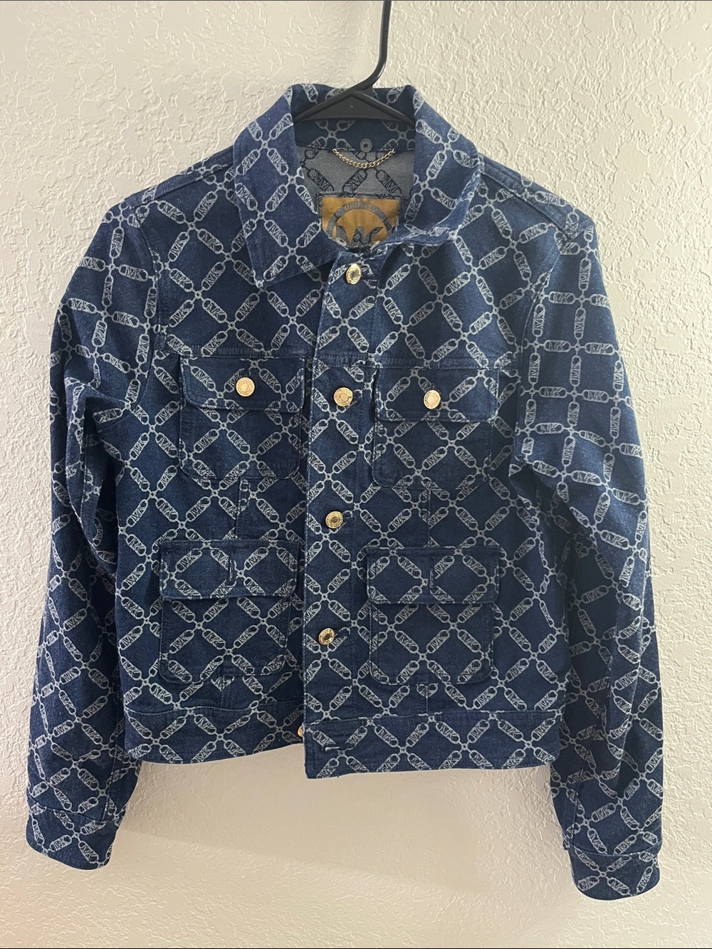 Michael kors Denim Chain-Print Jacket - Blue